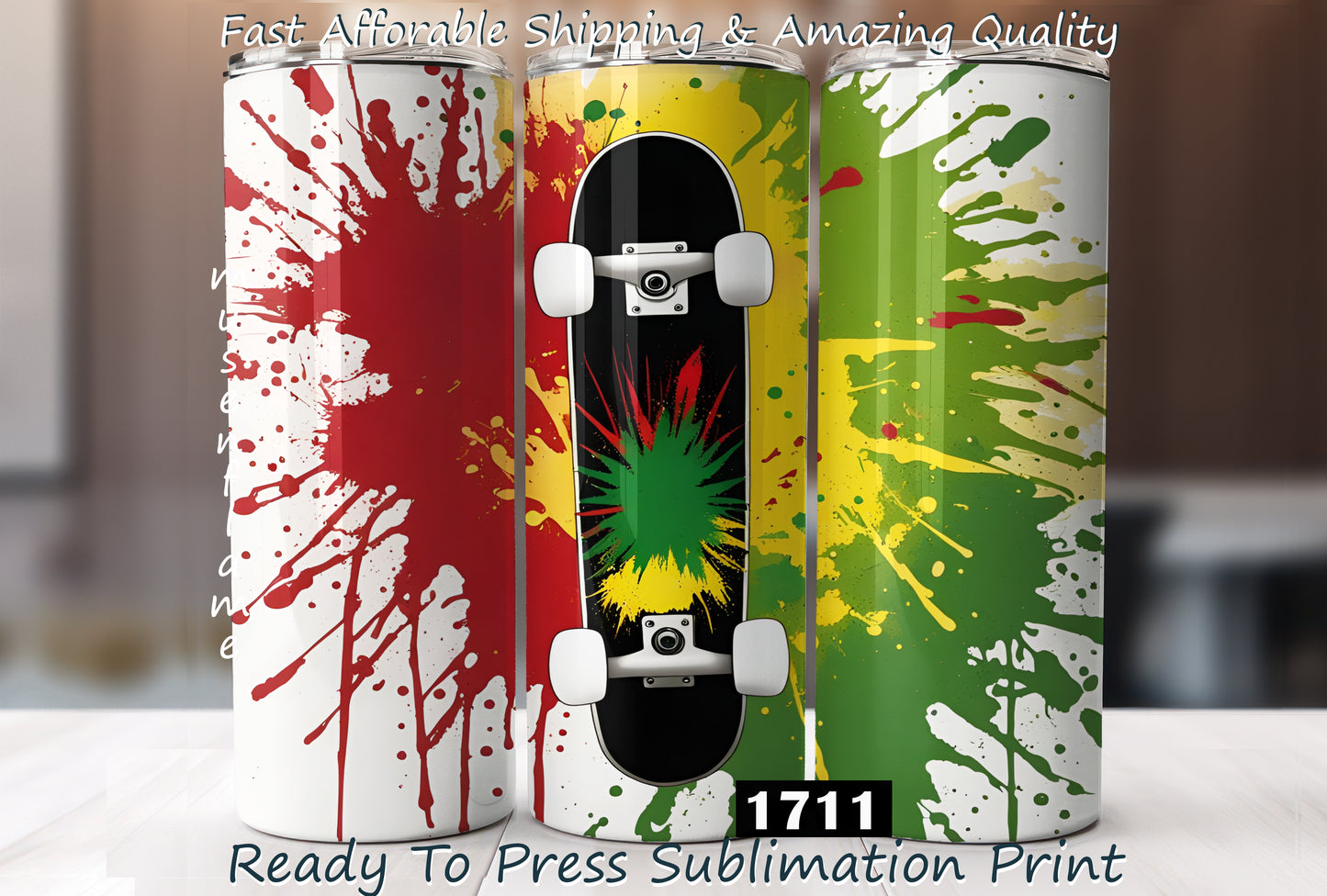 Skateboard, RTP Sublimation Tumbler Wrap, 30 oz, 20 oz, 15oz, 12 oz, Sublimation Print