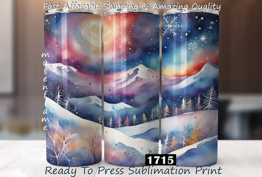 Winter Scene, RTP Sublimation Tumbler Wrap, 30 oz, 20 oz, 15oz, 12 oz, Sublimation Print