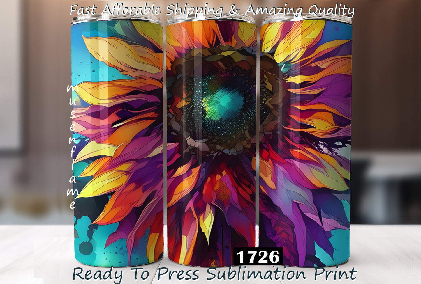 Sunflower, RTP Sublimation Tumbler Wrap, 30 oz, 20 oz, 15oz, 12 oz, Sublimation Print