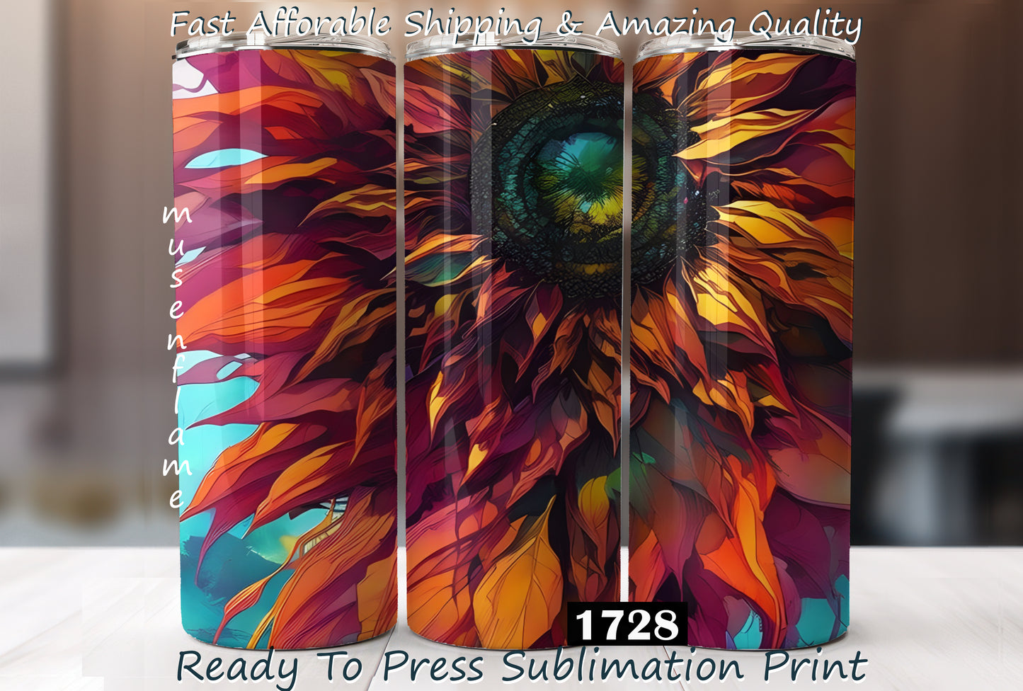 Sunflower, RTP Sublimation Tumbler Wrap, 30 oz, 20 oz, 15oz, 12 oz, Sublimation Print