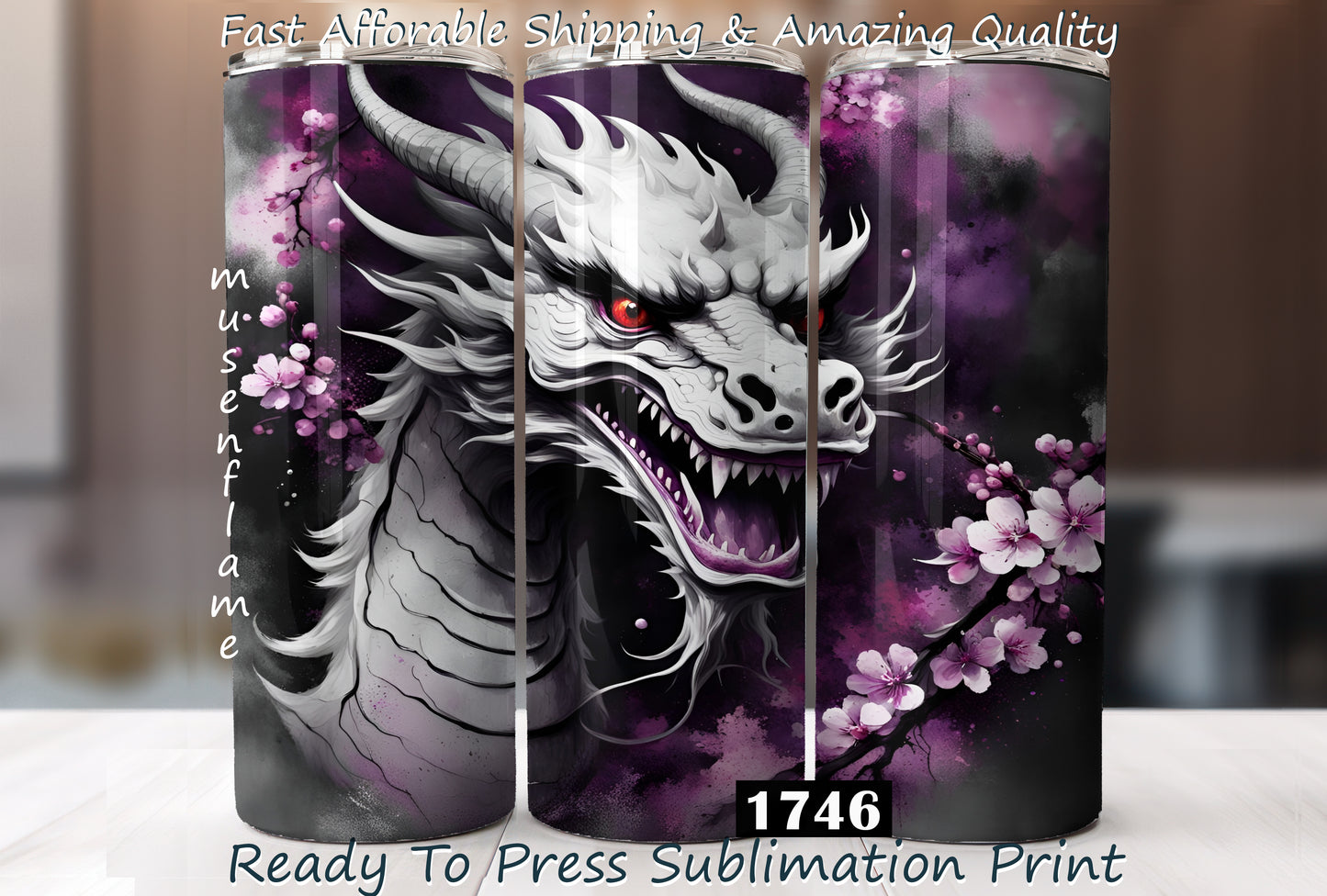 Chinese Dragon, RTP Sublimation Tumbler Wrap, 30 oz, 20 oz, 15oz, 12 oz, Sublimation Print