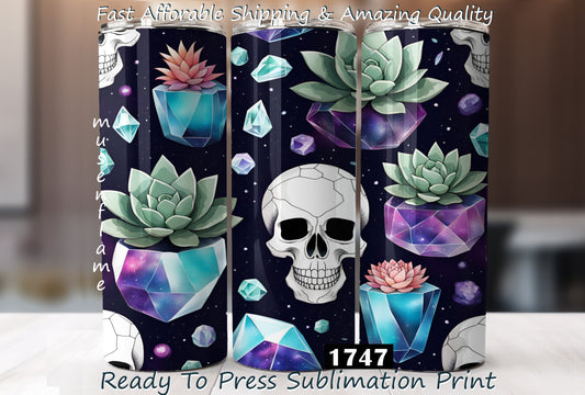 Skulls & Succulents, RTP Sublimation Tumbler Wrap, 30 oz, 20 oz, 15oz, 12 oz, Sublimation Print