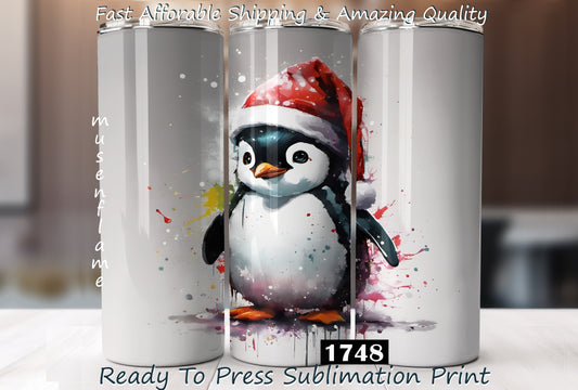 Christmas Penguin, RTP Sublimation Tumbler Wrap, 30 oz, 20 oz, 15oz, 12 oz, Sublimation Print