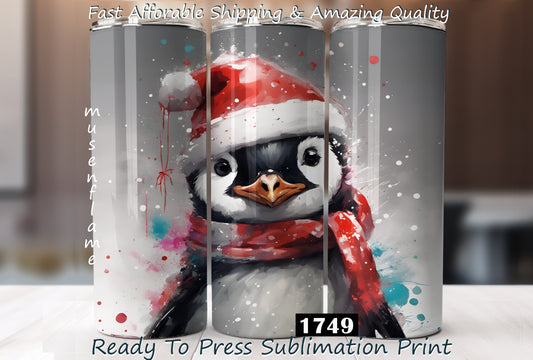 Christmas Penguin, RTP Sublimation Tumbler Wrap, 30 oz, 20 oz, 15oz, 12 oz, Sublimation Print