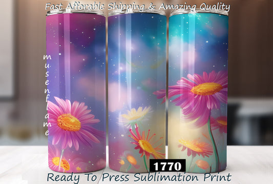 Celestial Daisies, RTP Sublimation Tumbler Wrap, 30 oz, 20 oz, 15oz, 12 oz, Sublimation Print