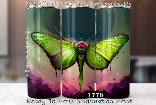 Luna Moth, RTP Sublimation Tumbler Wrap, 30 oz, 20 oz, 15oz, 12 oz, Sublimation Print