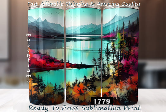 Lake, RTP Sublimation Tumbler Wrap, 30 oz, 20 oz, 15oz, 12 oz, Sublimation Print