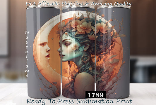 Moon Queen, RTP Sublimation Tumbler Wrap, 30 oz, 20 oz, 15oz, 12 oz, Sublimation Print