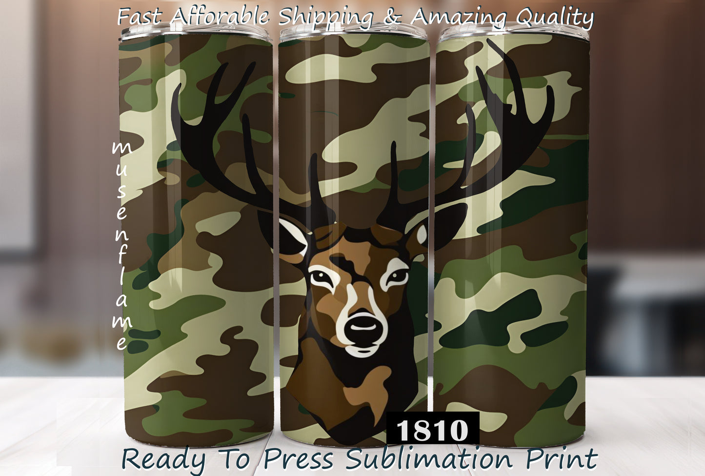 Camo Deer Hunting, RTP Sublimation Tumbler Wrap, 30 oz, 20 oz, 15oz, 12 oz, Sublimation Print