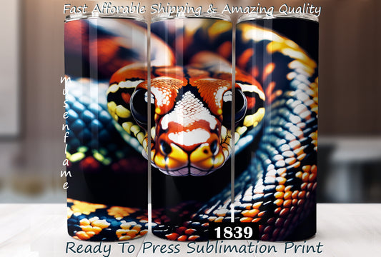 Snake, RTP Sublimation Tumbler Wrap, 30 oz, 20 oz, 15oz, 12 oz, Sublimation Print