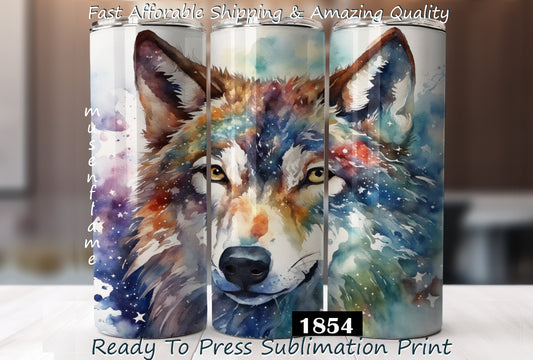 Celestial Wolf, RTP Sublimation Tumbler Wrap, 30 oz, 20 oz, 15oz, 12 oz, Sublimation Print