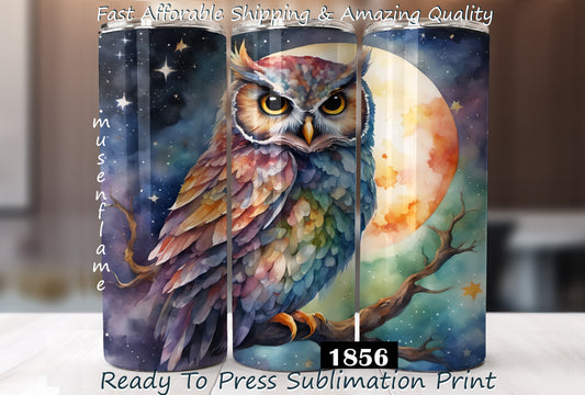 Celestial Owl, RTP Sublimation Tumbler Wrap, 30 oz, 20 oz, 15oz, 12 oz, Sublimation Print