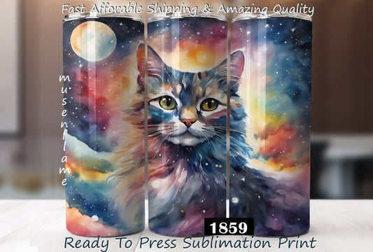 Galaxy Cat, RTP Sublimation Tumbler Wrap, 30 oz, 20 oz, 15oz, 12 oz, Sublimation Print