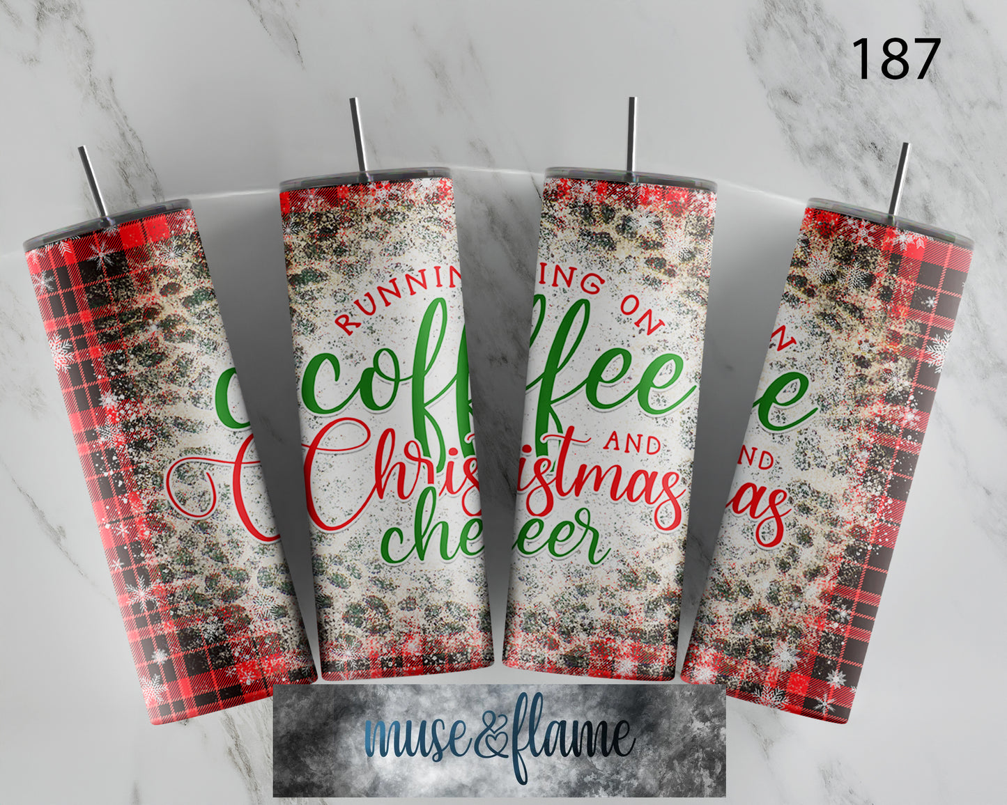 Running On Coffee and Christmas Cheer, RTP Sublimation Tumbler Wrap, 30 oz, 20 oz, 15oz, 12 oz, Sublimation Print