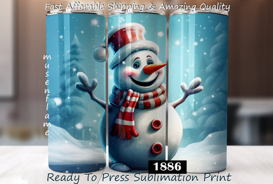 Snowman, RTP Sublimation Tumbler Wrap, 30 oz, 20 oz, 15oz, 12 oz, Sublimation Print