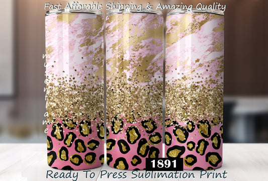 Pink Leopard Print Glitter, RTP Sublimation Tumbler Wrap, 30 oz, 20 oz, 15oz, 12 oz, Sublimation Print