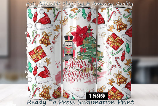 Merry Christmas, RTP Sublimation Tumbler Wrap, 30 oz, 20 oz, 15oz, 12 oz, Sublimation Print