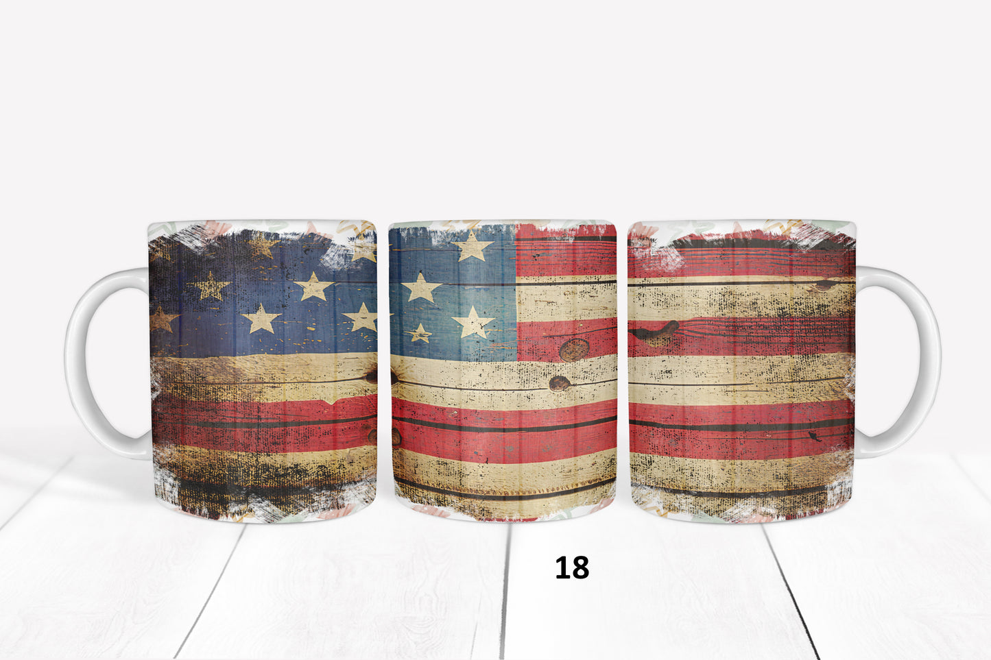 Distressed, Grunge, American Flag, RTP Sublimation Coffee Cup Wrap, Mug Wrap, 15oz, 12oz, 11oz, Sublimation Print