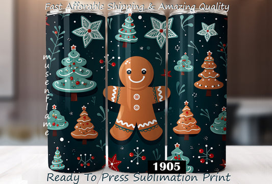 Gingerbread Man, RTP Sublimation Tumbler Wrap, 30 oz, 20 oz, 15oz, 12 oz, Sublimation Print