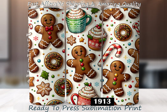 Gingerbread Men, RTP Sublimation Tumbler Wrap, 30 oz, 20 oz, 15oz, 12 oz, Sublimation Print