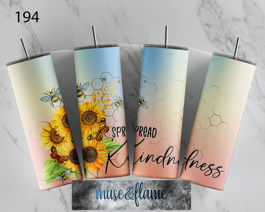 Spread Kindness, RTP Sublimation Tumbler Wrap, 30 oz, 20 oz, 15oz, 12 oz, Sublimation Print