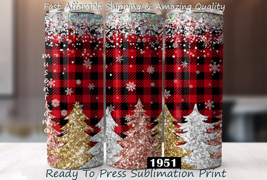 Plaid Christmas Trees, RTP Sublimation Tumbler Wrap, 30 oz, 20 oz, 15oz, 12 oz, Sublimation Print