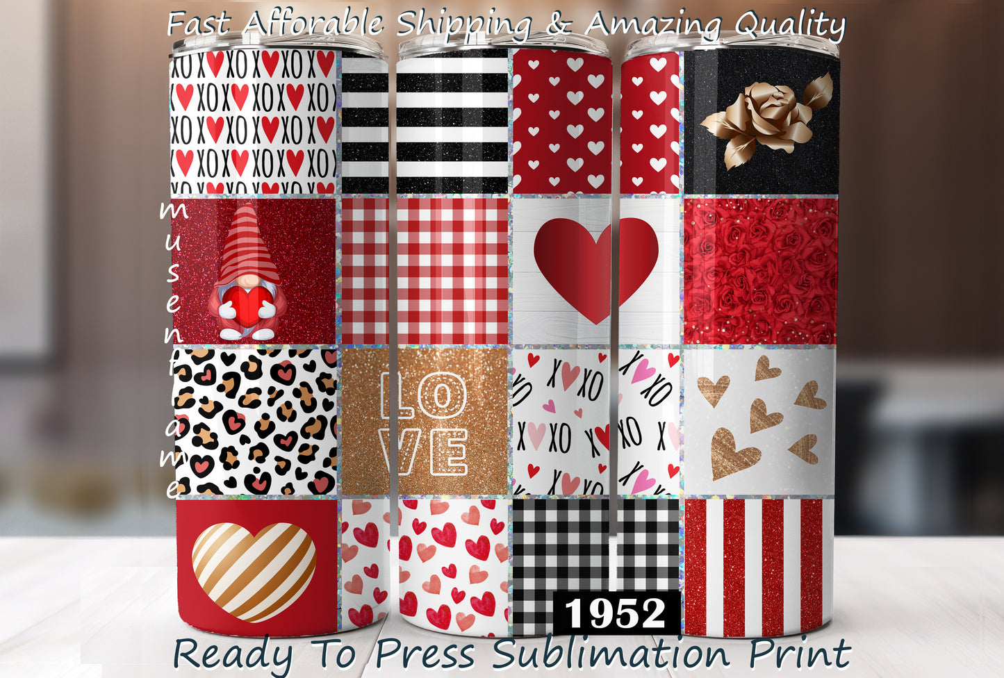 Valentines Day, RTP Sublimation Tumbler Wrap, 30 oz, 20 oz, 15oz, 12 oz, Sublimation Print