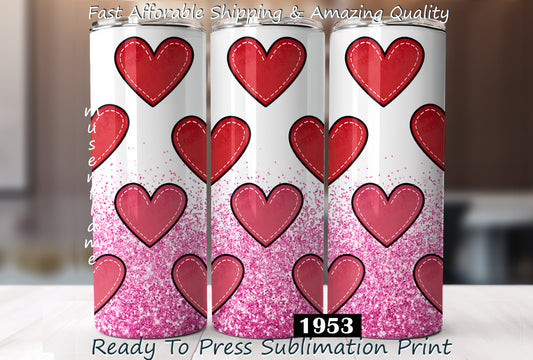 Valentines Day Hearts, RTP Sublimation Tumbler Wrap, 30 oz, 20 oz, 15oz, 12 oz, Sublimation Print