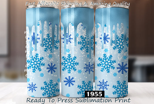 Blue Snowflakes, RTP Sublimation Tumbler Wrap, 30 oz, 20 oz, 15oz, 12 oz, Sublimation Print