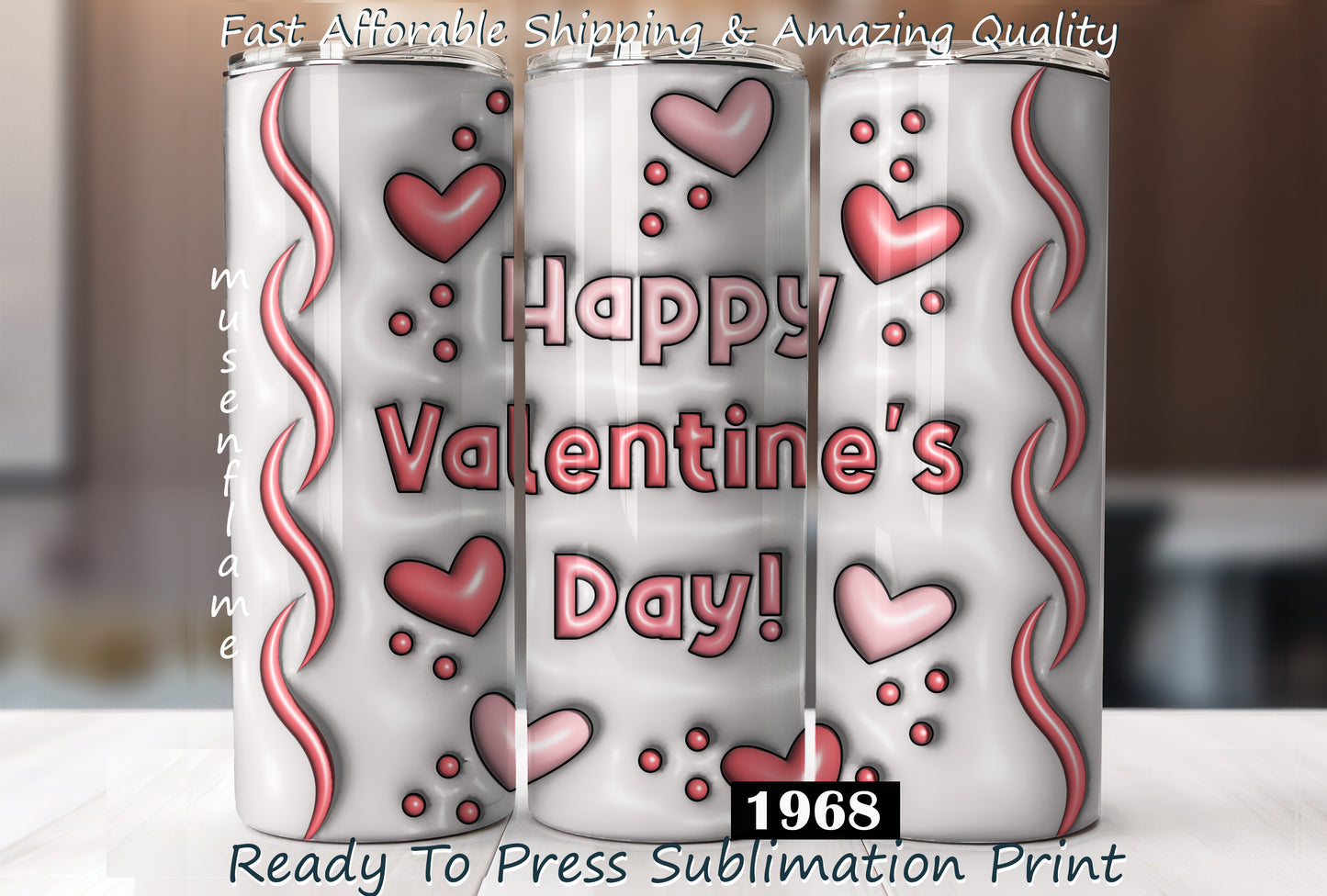 Happy Valentines Day, RTP Sublimation Tumbler Wrap, 30 oz, 20 oz, 15oz, 12 oz, Sublimation Print