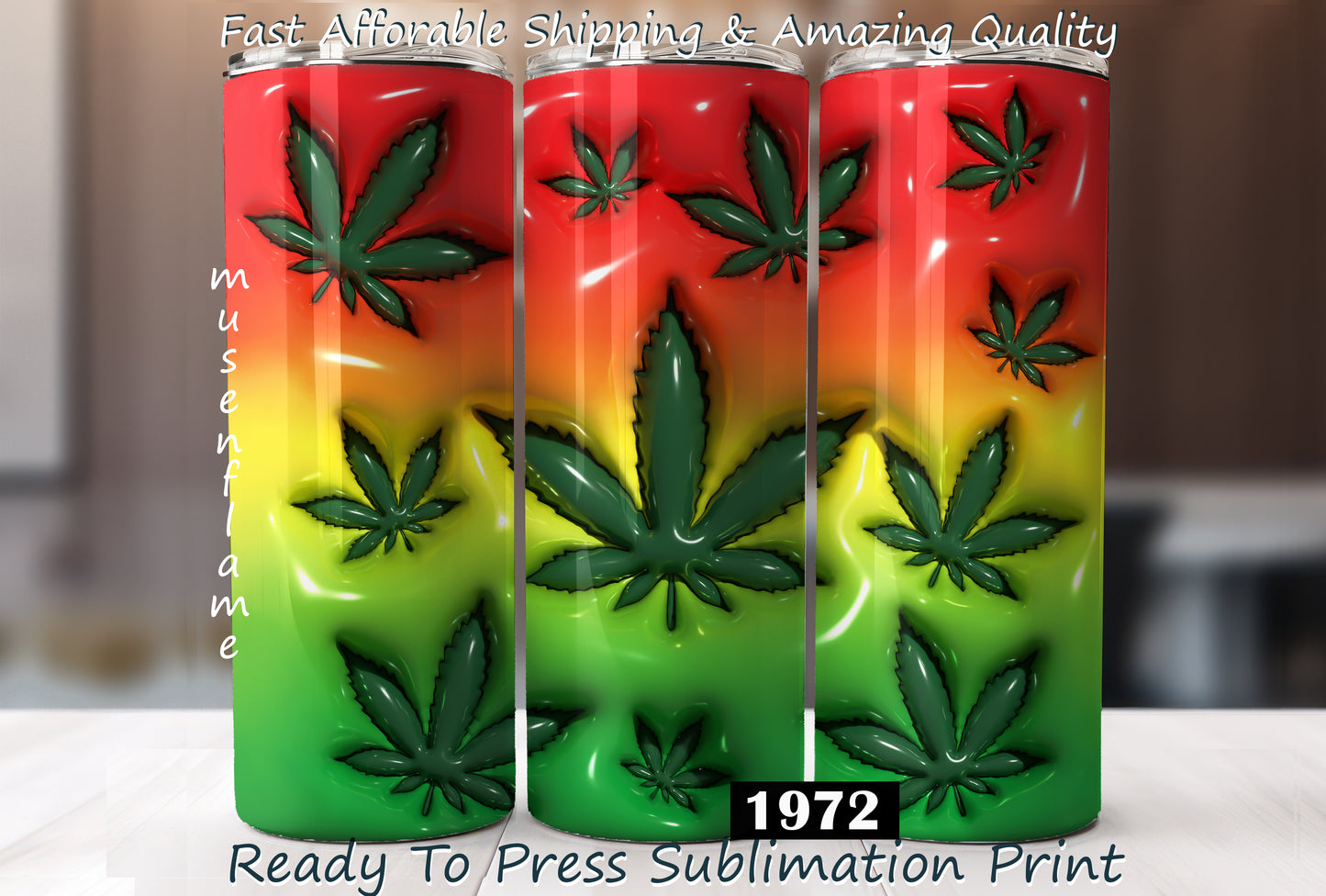 Weed Leaves, RTP Sublimation Tumbler Wrap, 30 oz, 20 oz, 15oz, 12 oz, Sublimation Print