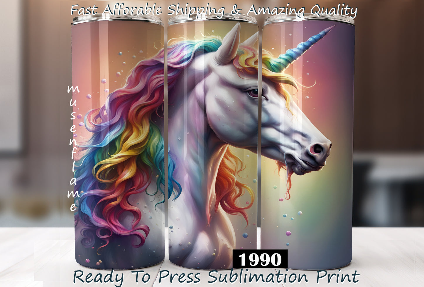 Unicorn, RTP Sublimation Tumbler Wrap, 30 oz, 20 oz, 15oz, 12 oz, Sublimation Print