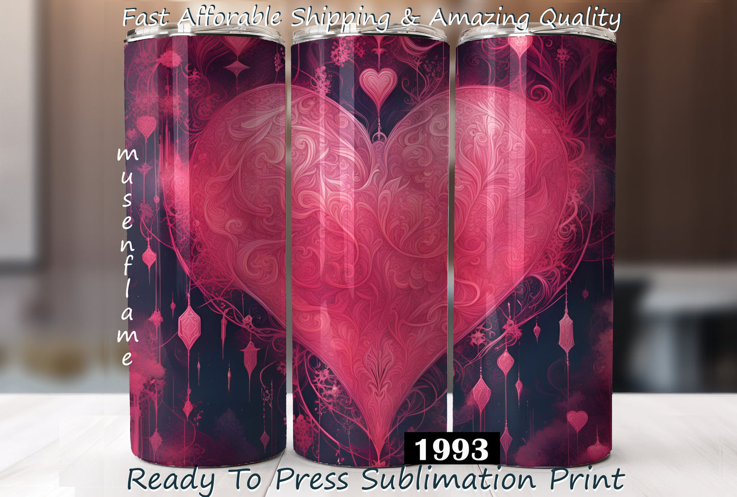 Valentines Day Heart, RTP Sublimation Tumbler Wrap, 30 oz, 20 oz, 15oz, 12 oz, Sublimation Print