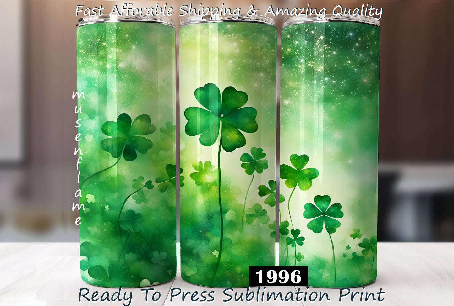 St Patricks Day Clovers, RTP Sublimation Tumbler Wrap, 30 oz, 20 oz, 15oz, 12 oz, Sublimation Print