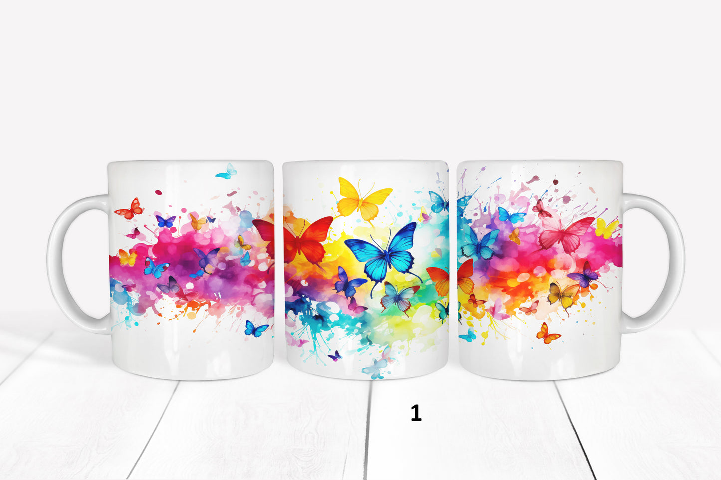 Rainbow Butterflies, RTP Sublimation Coffee Cup Wrap, Mug Wrap, 15oz, 12oz, 11oz, Sublimation Print