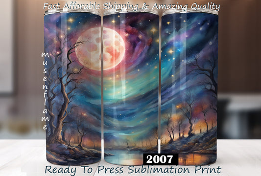 Galaxy Full Moon, RTP Sublimation Tumbler Wrap, 30 oz, 20 oz, 15oz, 12 oz, Sublimation Print