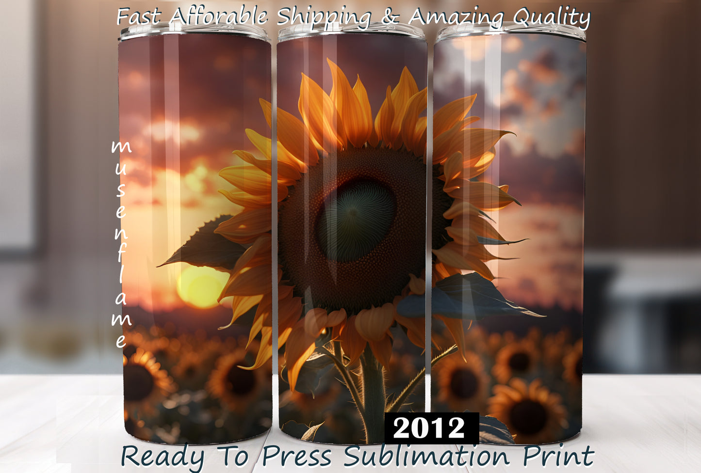 Sunflower, RTP Sublimation Tumbler Wrap, 30 oz, 20 oz, 15oz, 12 oz, Sublimation Print