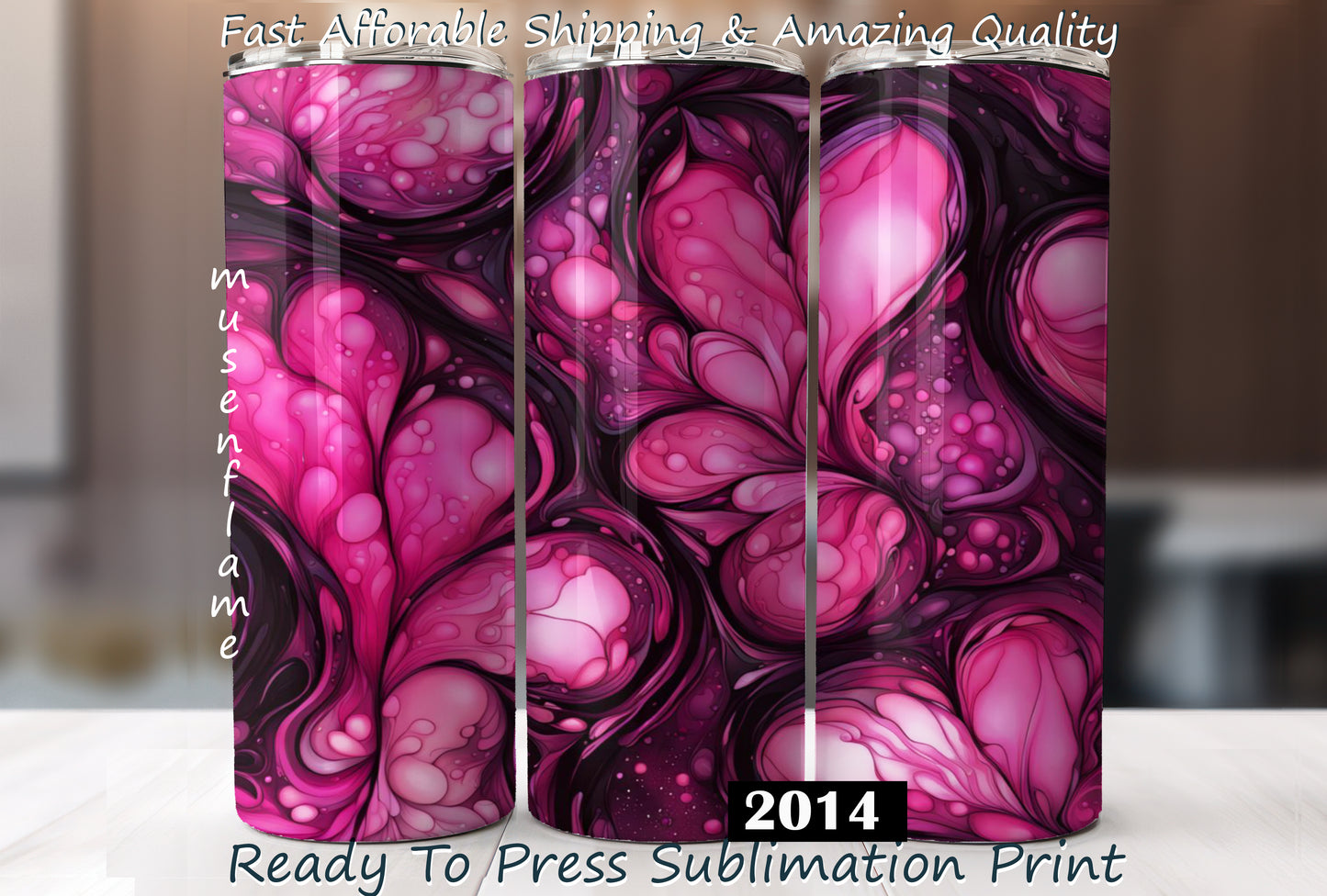 Pink Alcohol Ink, Hearts, RTP Sublimation Tumbler Wrap, 30 oz, 20 oz, 15oz, 12 oz, Sublimation Print