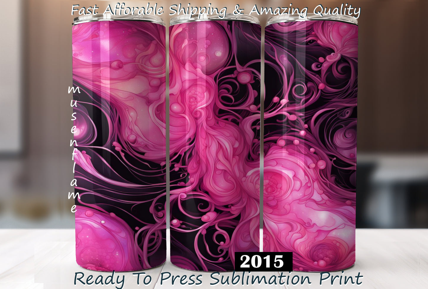 Pink Alcohol Ink, RTP Sublimation Tumbler Wrap, 30 oz, 20 oz, 15oz, 12 oz, Sublimation Print