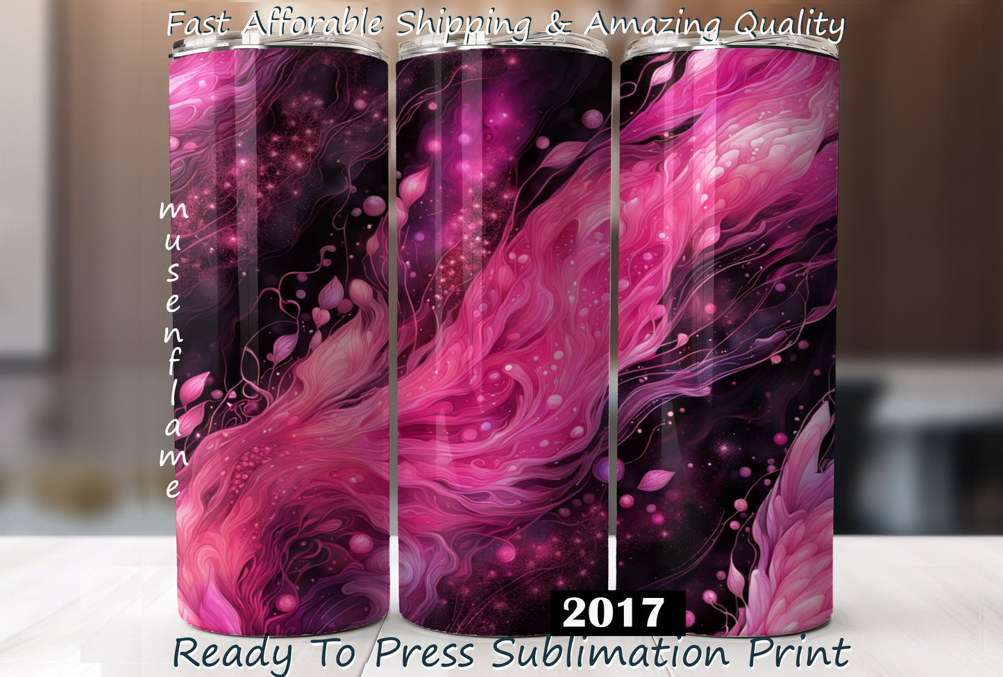 Pink Alcohol Ink, RTP Sublimation Tumbler Wrap, 30 oz, 20 oz, 15oz, 12 oz, Sublimation Print