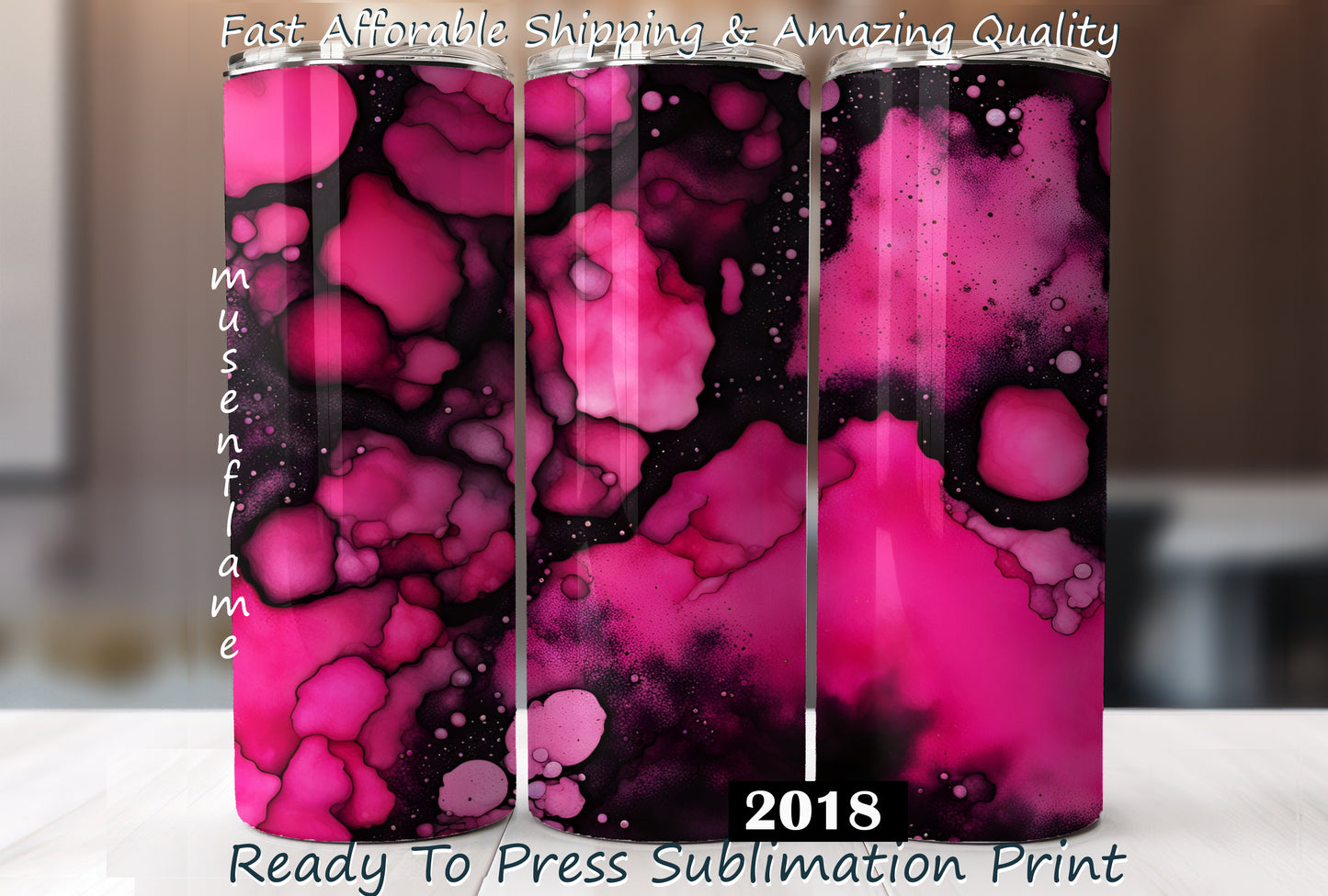 Pink Alcohol Ink, RTP Sublimation Tumbler Wrap, 30 oz, 20 oz, 15oz, 12 oz, Sublimation Print