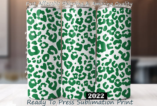 Green Leopard Print, St Patricks Day, RTP Sublimation Tumbler Wrap, 30 oz, 20 oz, 15oz, 12 oz, Sublimation Print