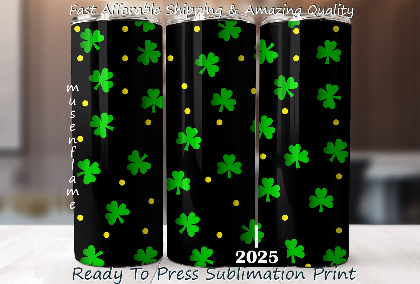 Clovers, St Patricks Day, RTP Sublimation Tumbler Wrap, 30 oz, 20 oz, 15oz, 12 oz, Sublimation Print