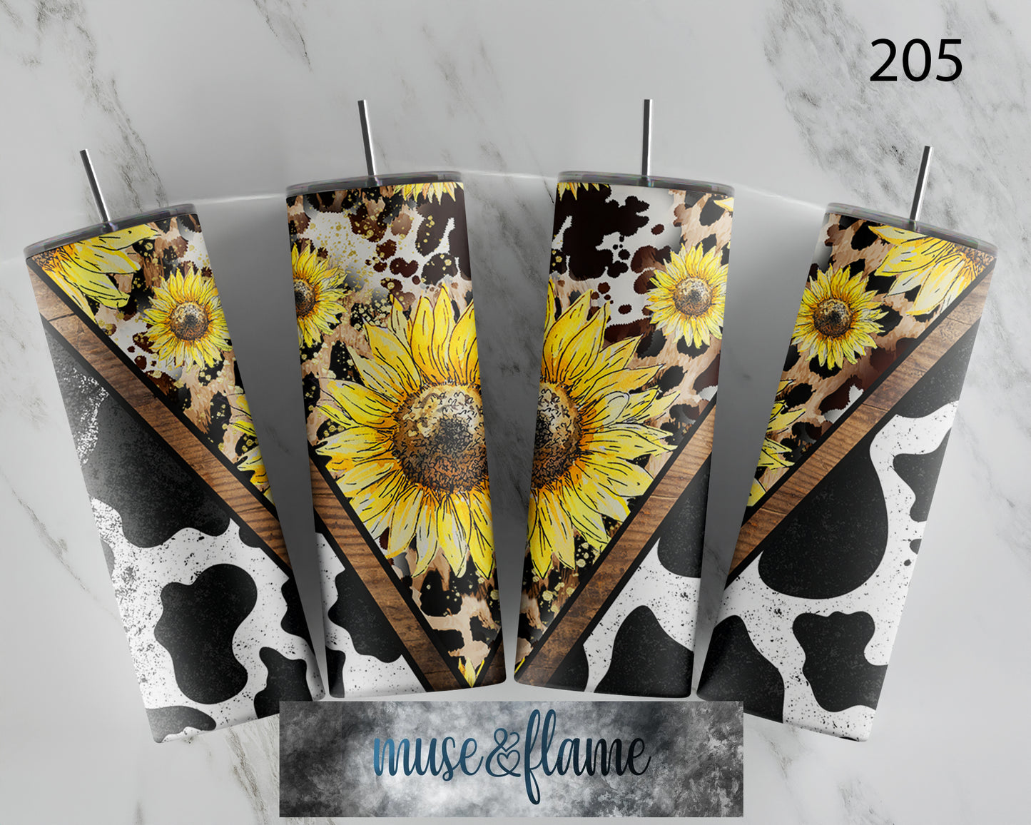 Cow Print Sunflower, RTP Sublimation Tumbler Wrap, 30 oz, 20 oz, 15oz, 12 oz, Sublimation Print