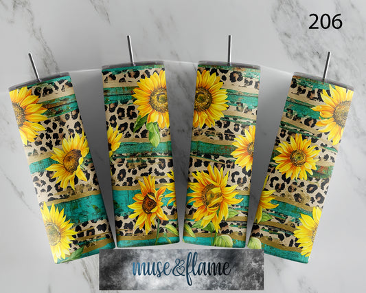 Sarape Sunflower Leopard Print, RTP Sublimation Tumbler Wrap, 30 oz, 20 oz, 15oz, 12 oz, Sublimation Print