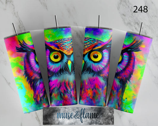 Colorful Owl, RTP Sublimation Tumbler Wrap, 30 oz, 20 oz, 15oz, 12 oz, Sublimation Print