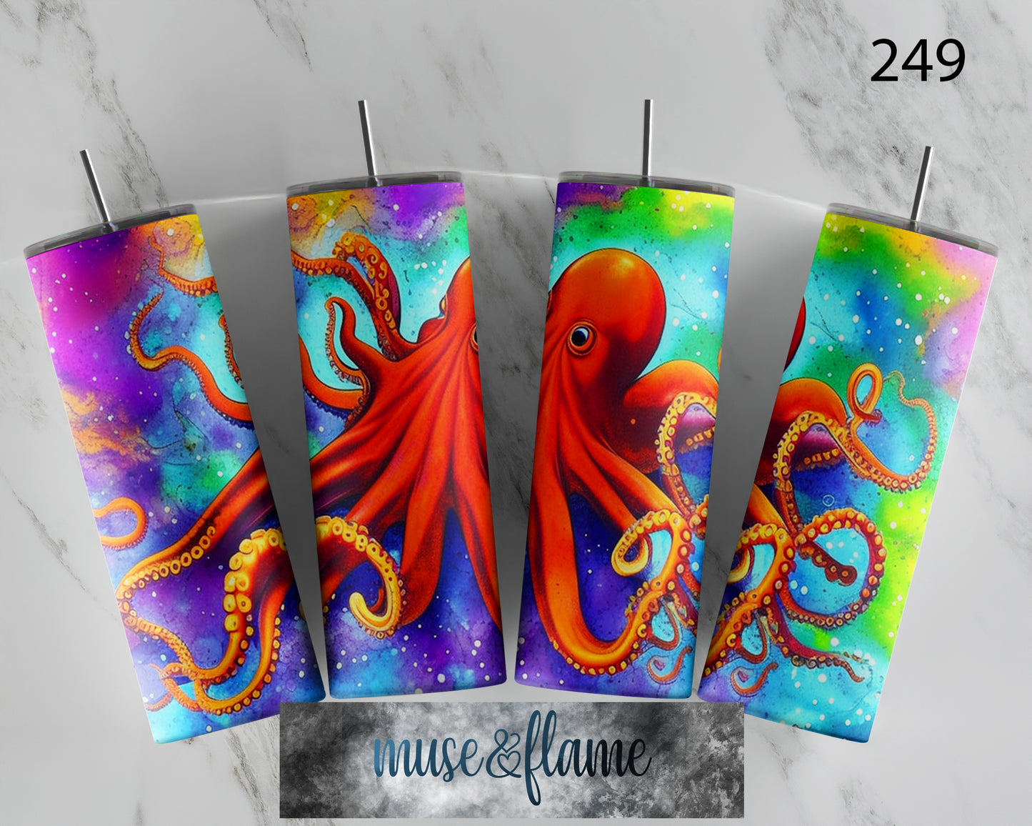 Colorful Octopus, RTP Sublimation Tumbler Wrap, 30 oz, 20 oz, 15oz, 12 oz, Sublimation Print