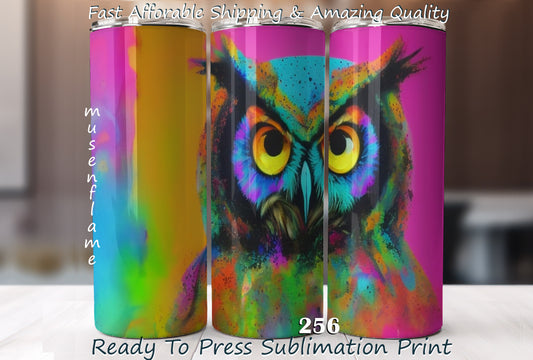 Colorful Owl, RTP Sublimation Tumbler Wrap, 30 oz, 20 oz, 15oz, 12 oz, Sublimation Print