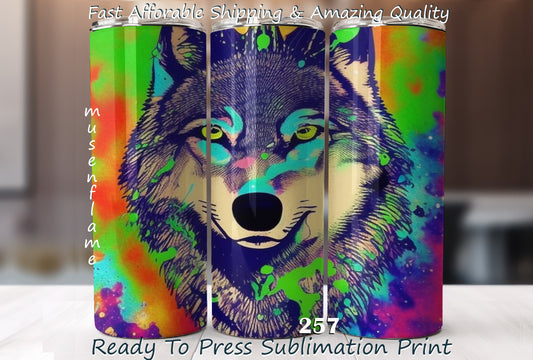 Wolf, RTP Sublimation Tumbler Wrap, 30 oz, 20 oz, 15oz, 12 oz, Sublimation Print