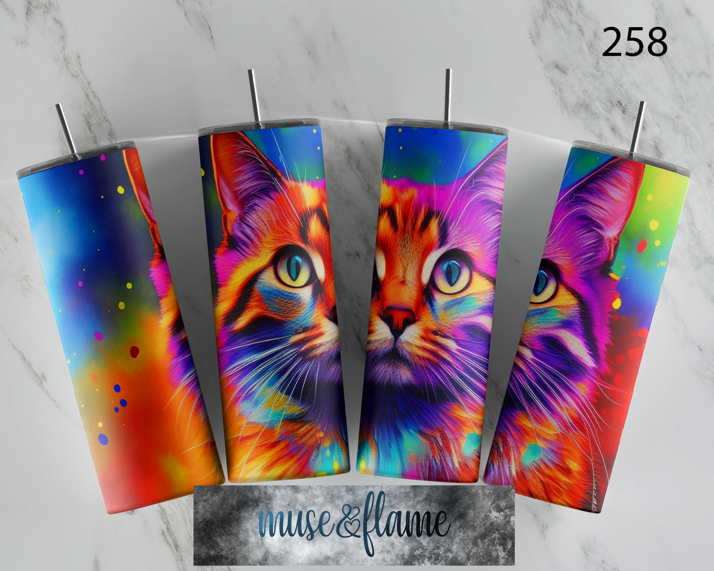 Colorful Cat, RTP Sublimation Tumbler Wrap, 30 oz, 20 oz, 15oz, 12 oz, Sublimation Print